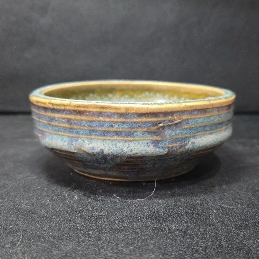 Zanesville Stoneware Blue Homespun Bowl #8004, Vintage Stoneage Modern Pottery‎
